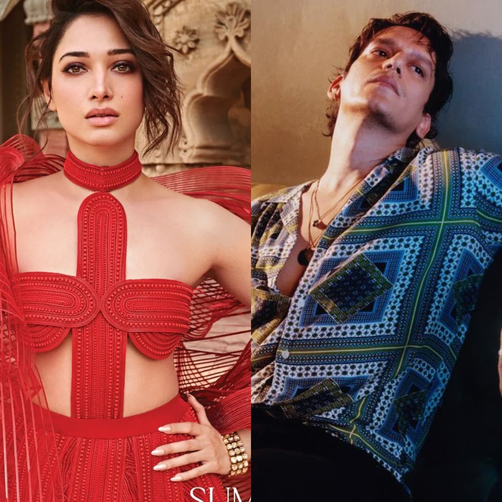 1600px x 1600px - Tamannaah Bhatia Dazzles in Red Lehenga With Sexy Bra; Vijay Varma's  Comment Goes Viral - News18