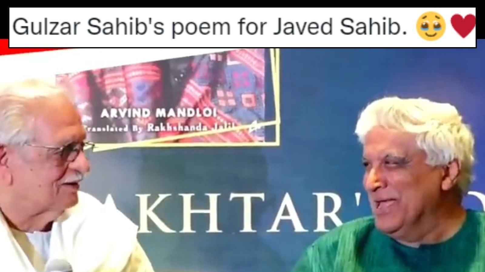 Gulzar Sahab’s Beautiful Poem For Javed Akhtar During Book Launch ...