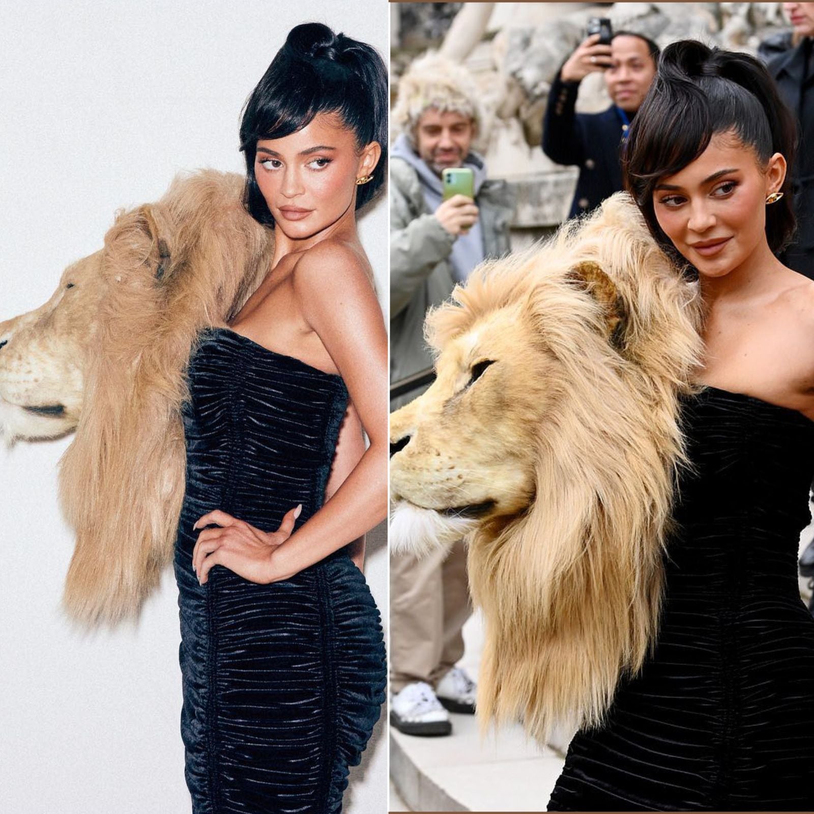Kylie Jenner wears giant lion head to Paris Haute Couture Fashion Week