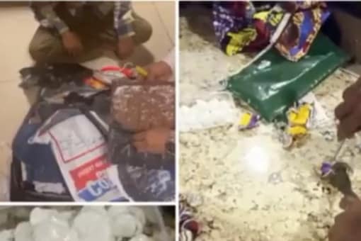 A detailed search of the bag led to the discovery of 1.596 kilograms of cocaine concealed in buttons of kurtas and in false cavities inside women's handbags (Twitter/Mumbaicustoms)