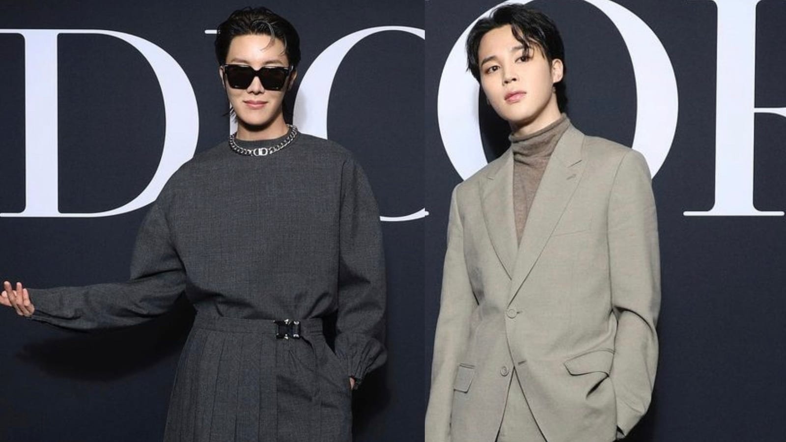BTS Jimin JHope Twin In Grey Dior Outfits At Paris Fashion Week Pics   News18