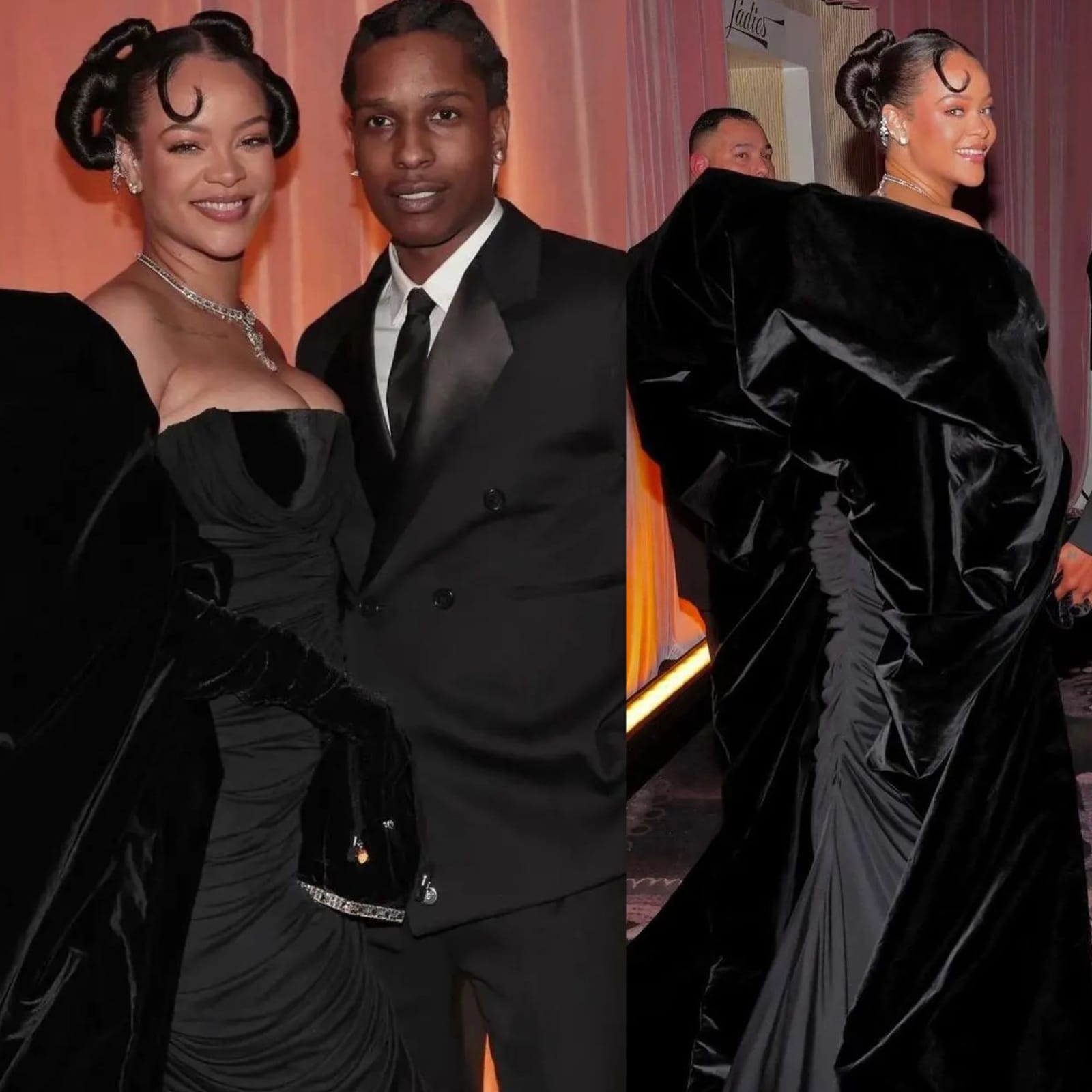 Rihanna and A$AP Rocky Arrived “Fashionably Late” in Matching Outfits at  the Golden Globes 2023 — See Photos