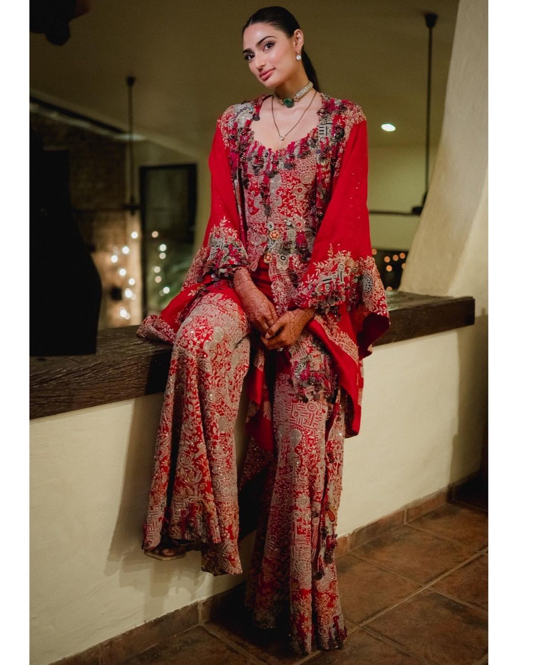 Athiya Shetty Stuns In Anita Dongre's Red Kalki Lehenga At A Wedding  Reception | Bollywood dress, Red lehenga, Bollywood lehenga