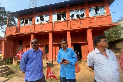 CPIM cadre said the windows of their office were broken in 2018 after the election result but haven’t been repaired yet since they were unable to enter the office all these years. (News18)