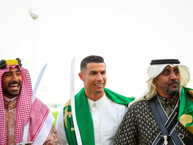 Watch Cristiano Ronaldo Dons Traditional Attire Wields Sword During