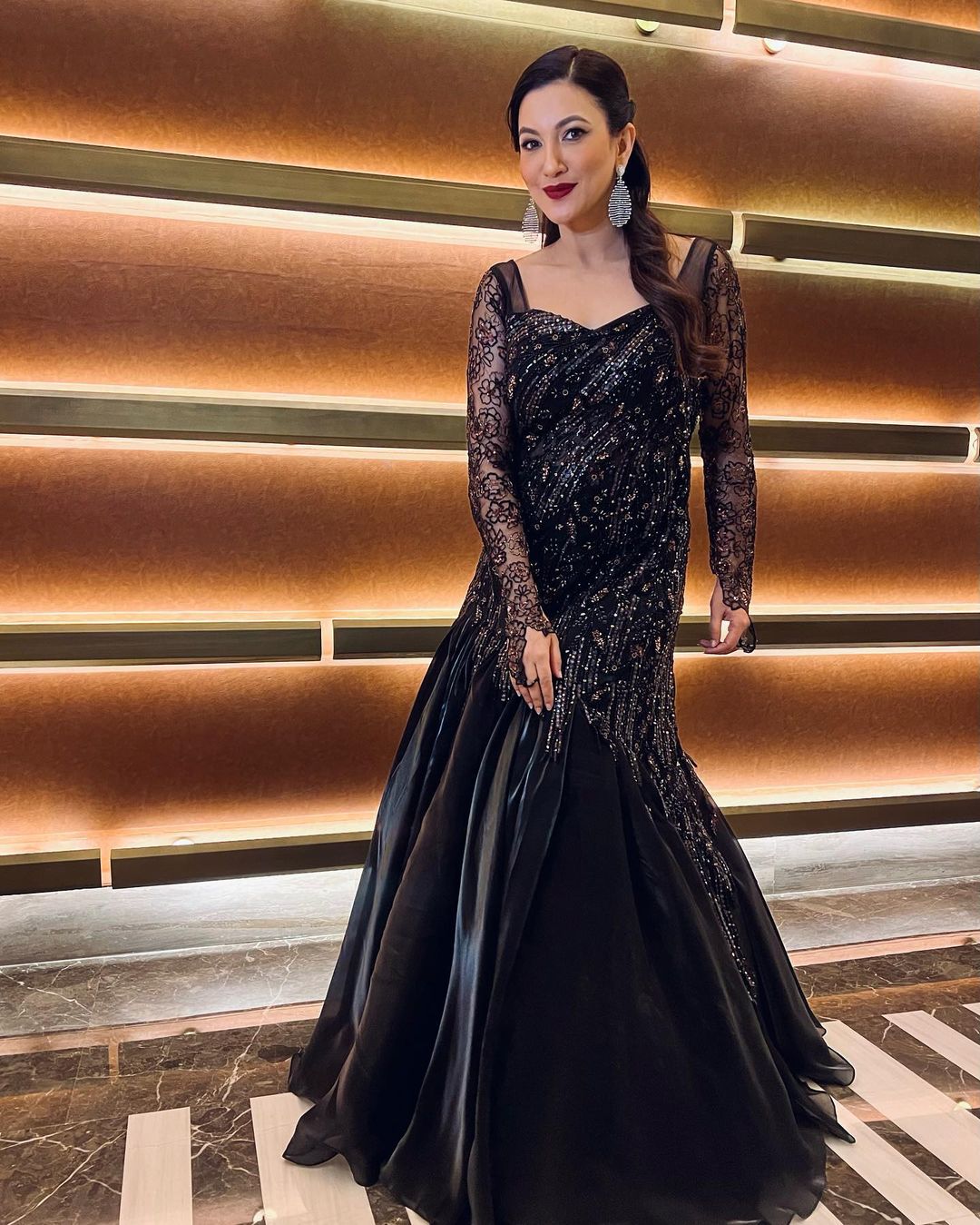 Gauahar Khan looks stellar in a black gown.