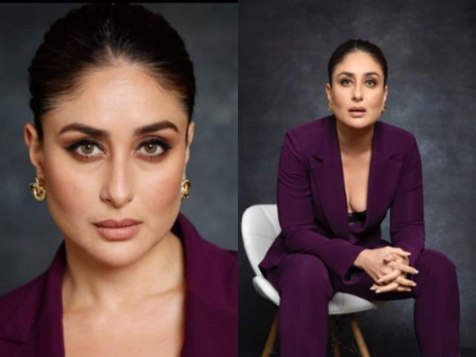 Blue Picture Video Kareena Kapoor - Kareena Kapoor Khan is in Boss Lady Mood With Purple Pant-Suit, Fans Find  Her Stunning - News18