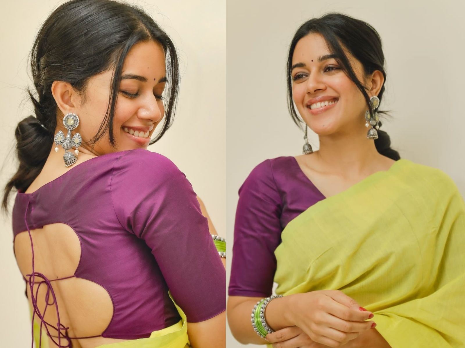 Super Deluxe Actress Mirnalini Ravi Looks Ravishing In Neon Yellow Saree -  News18