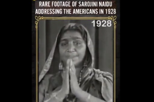 Rare footage of Sarojini Naidu addressing the Americans in 1928. (Image source: Twitter/@ErikSolheim)