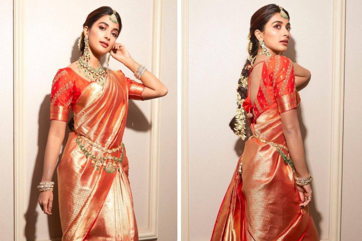 Pooja Hegde Is A Sight To Behold In Orange And Golden Silk Saree At Brother's Wedding, See Her Most Gorgeous Saree Looks