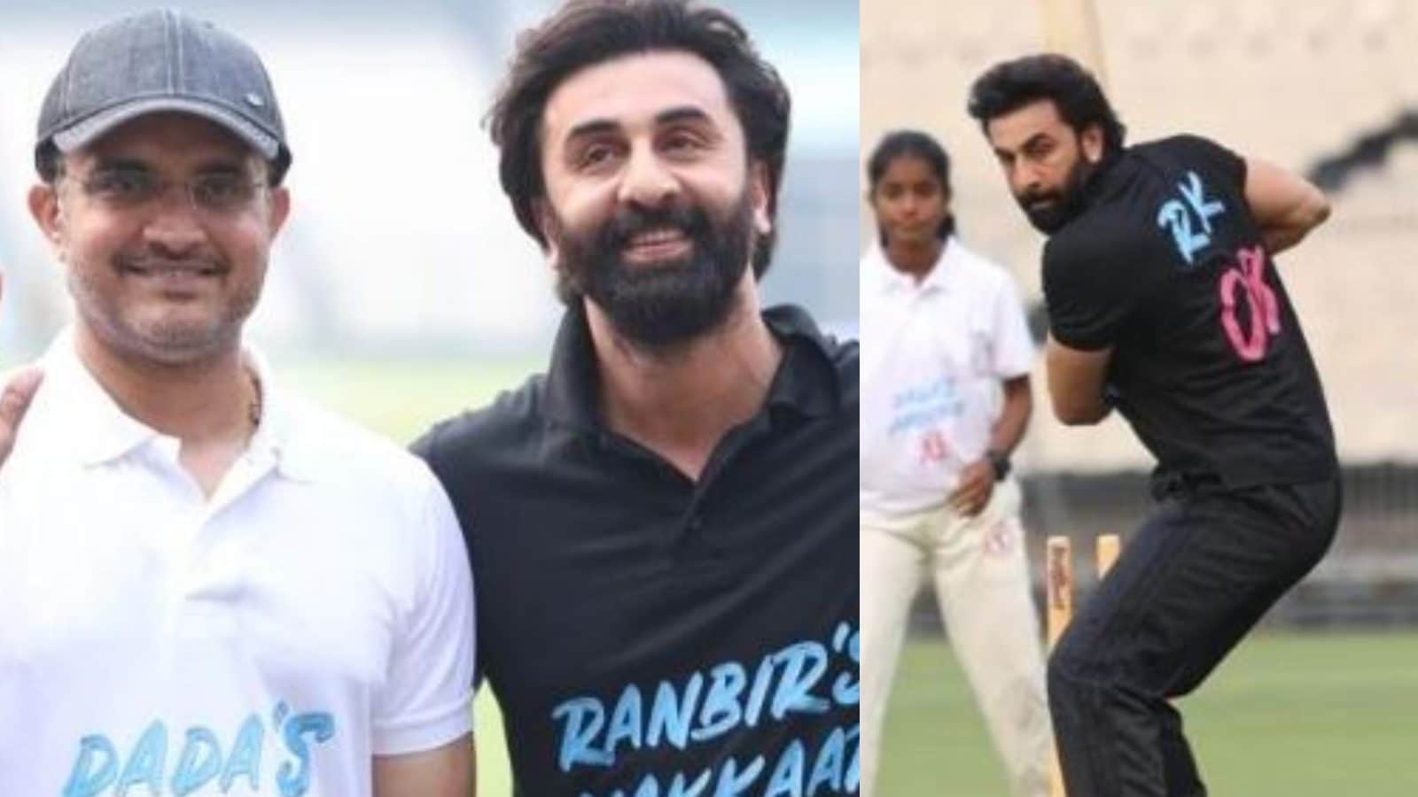 Ranbir Kapoor Plays Cricket With Sourav Ganguly In Eden Gardens Amid Rumours Of Actor Doing