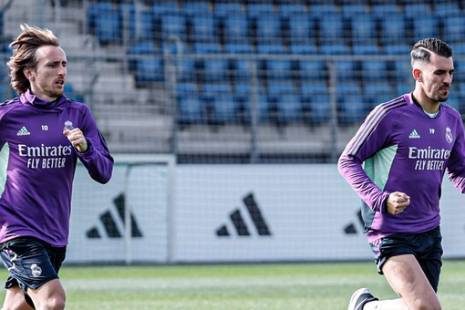 Real Madrid players Luka Modric, Dani Ceballos train ahead of Liverpool clash (Real Madrid Twitter)