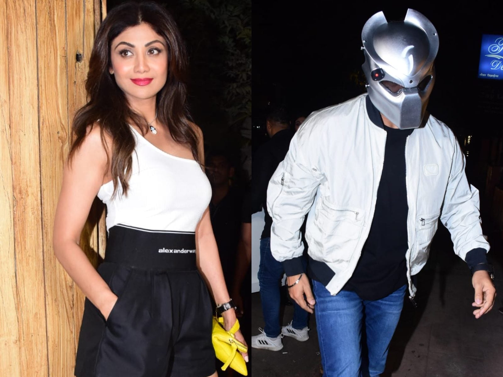 Shilpa Shetty's Sexy Box Shorts and Off-shoulder Look Raises Temperatures,  Raj Kundra Steals The Show With His Mask - News18