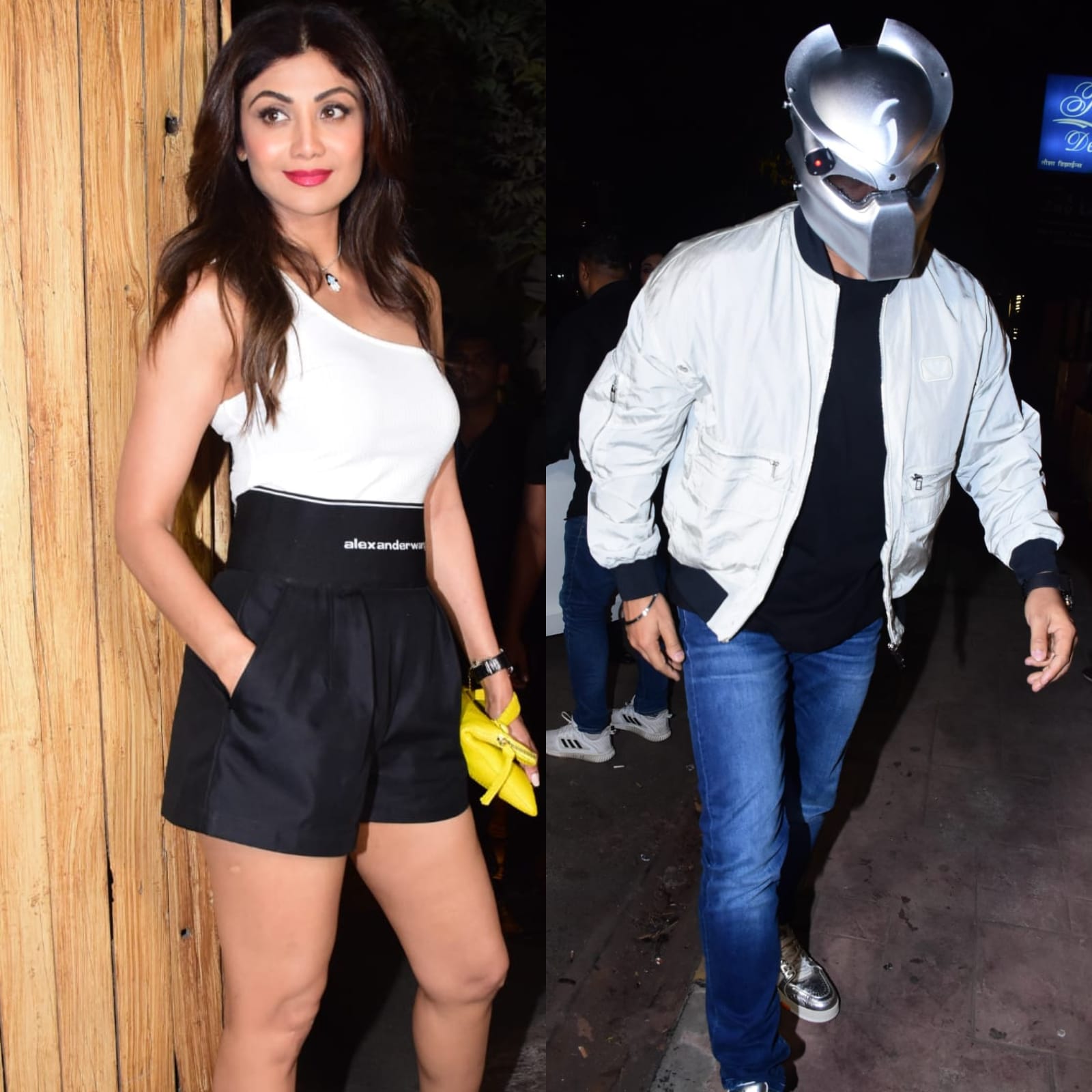 1600px x 1600px - Shilpa Shetty's Sexy Box Shorts and Off-shoulder Look Raises Temperatures,  Raj Kundra Steals The Show With His Mask - News18