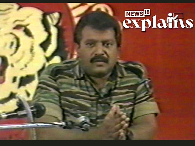 Founder and leader of the Liberation Tigers of Tamil Eelam (LTTE) rebels, Velupillai Prabhakaran, speaks during a news conference in Jaffna in this 1995 file photo. Reuters