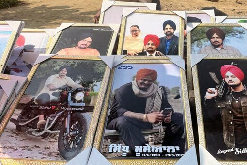 Sidhu Moose Wala merchandise being sold outside his house in Moosa village. (News18)