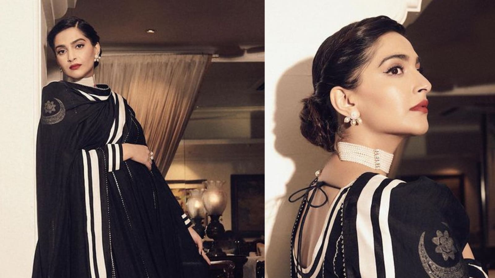Sonam Kapoor In A Black And White House Of Masaba Anarkali Is Giving Us The Perfect Retro Vibes