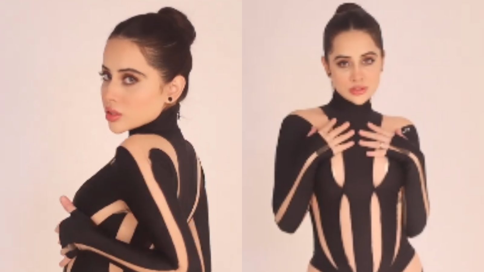 Urfi Javed Poses In Sheer Black Body