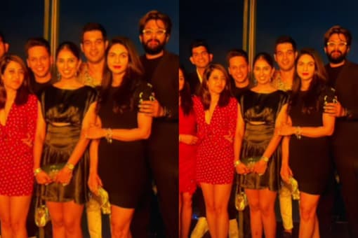 Allu Arjun and wife Sneha Reddy pose with their friends.