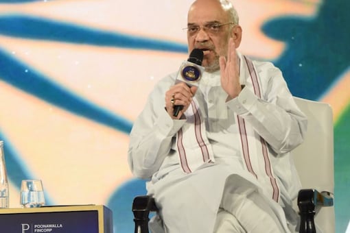 Union Home Minister Amit Shah at Network18's Rising India Summit on March 29, 2023. (News18)