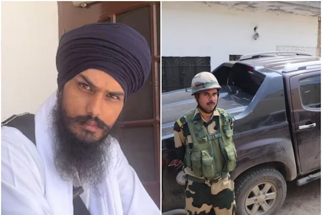 Vehicle used by ‘Waris Punjab De’ chief Amritpal Singh to escape seized by police in Jalandhar. (Image/ PTI and ANI)