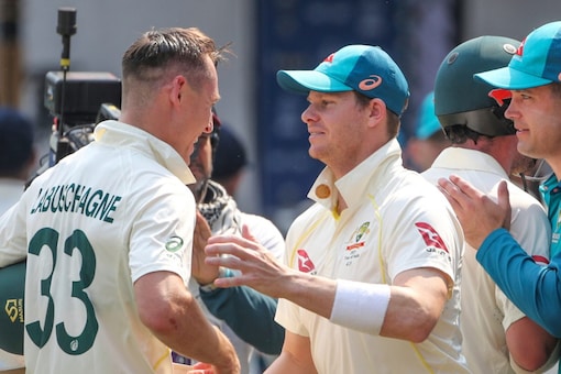 Steve Smith shook hands with Marnus Labuschagne after Australia beat India in Indore (AP Image)