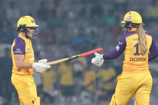 Grace Harris and Sophie Ecclestone shared a 70-run stand to take UP Warriorz over the line (Twitter/@WPLt20)