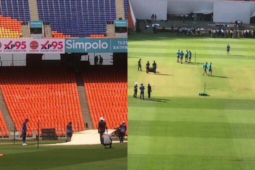 Indian skipper Rohit Sharma assessing the pitch on Tuesday morning (Courtesy: Sahil Malhotra)