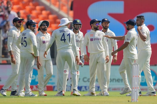 Team India players celebrating during IND vs AUS 4th Test (AP Photo)
