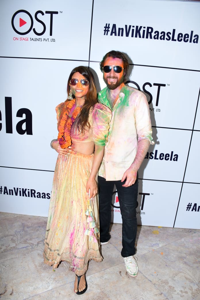 Shama Sikander and her husband seen at Ankita Lokhande and Vicky Jain's Holi bash.