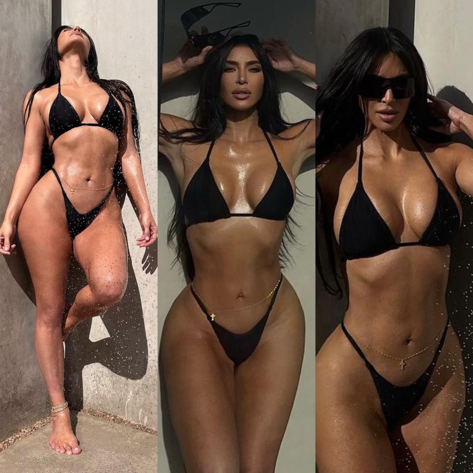 Kim Kardashian Xxnx - Kim Kardashian Models In Skimpy Black Bikini With Gold Cross-Belly Chain In  The Shower; See Hot Pics - News18