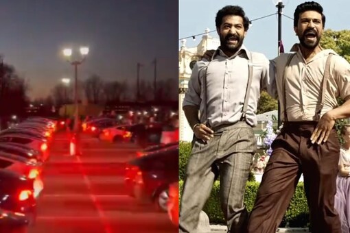 Tesla cars put up a light show in-sync to RRR's Naatu Naatu in New Jersey.
