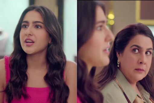 Bollywood actress Sara Ali Khan and her mother Amrita Singh in an ad.