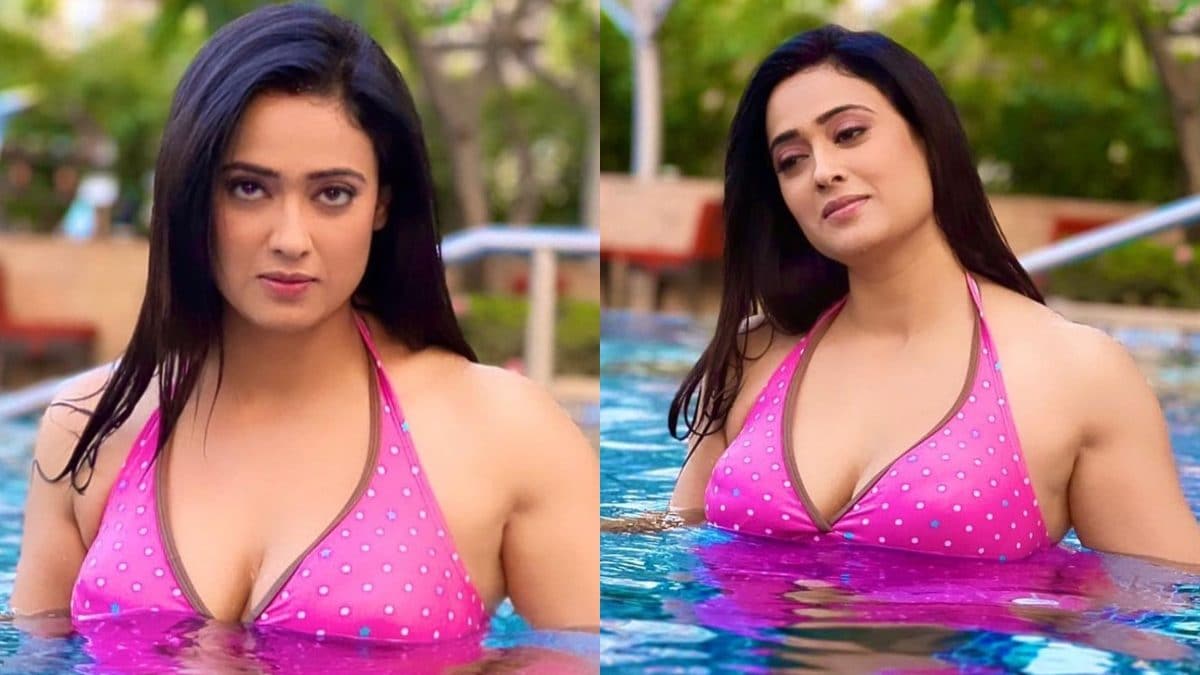Shweta Tiwari Sends Temperatures Soaring In Plunging Pink Swimsuit Check Out Her Sexy Pool Pics