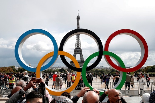 Olympics rings in Paris (Reuters)