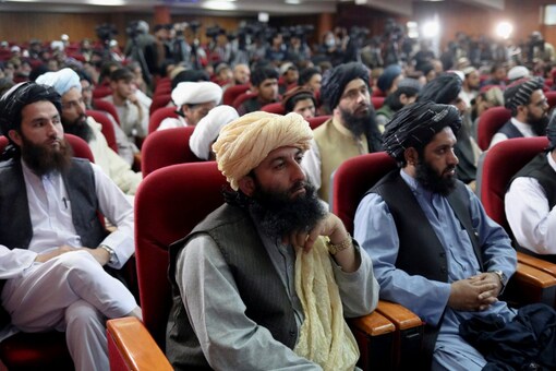 Members of the Taliban attend the news conference about a new command of hijab by Taliban leader Mullah Haibatullah Akhundzada, in Kabul (Image: Reuters)