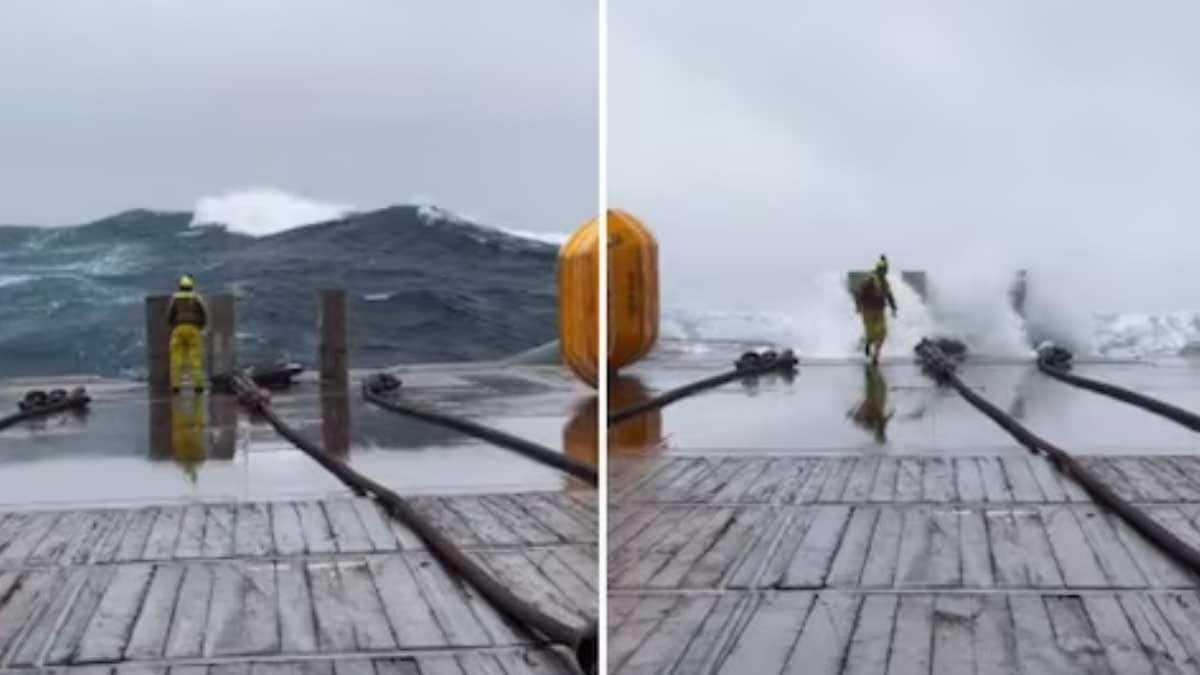 Watch: This Man Enjoying  Sea Waves On A Ship’s Deck Gets A Rude Shock