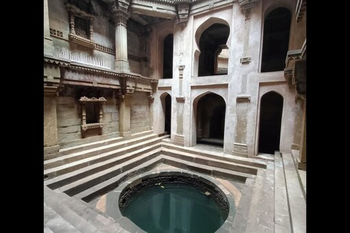 Adalaj Ni Vav is a five-storey stepwell made of locally available sandstones. (Nivedita Singh/News18)
