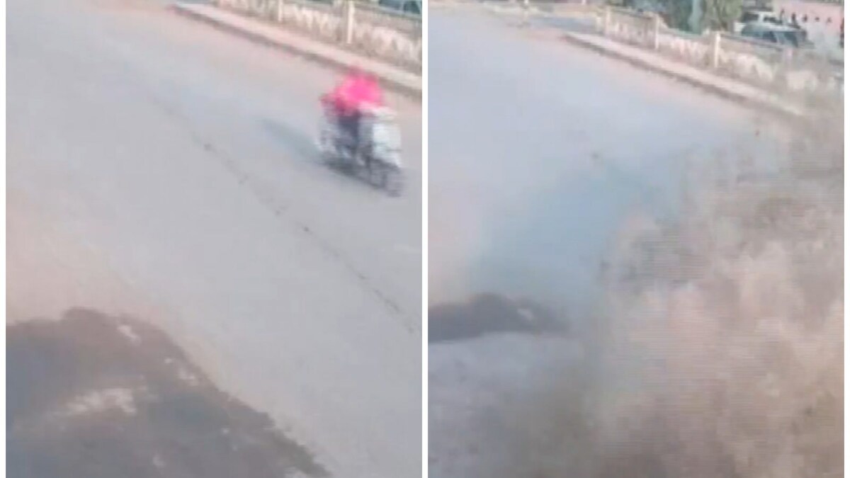 Underground Pipeline Burst Makes Road Crack Open in Maharashtra's