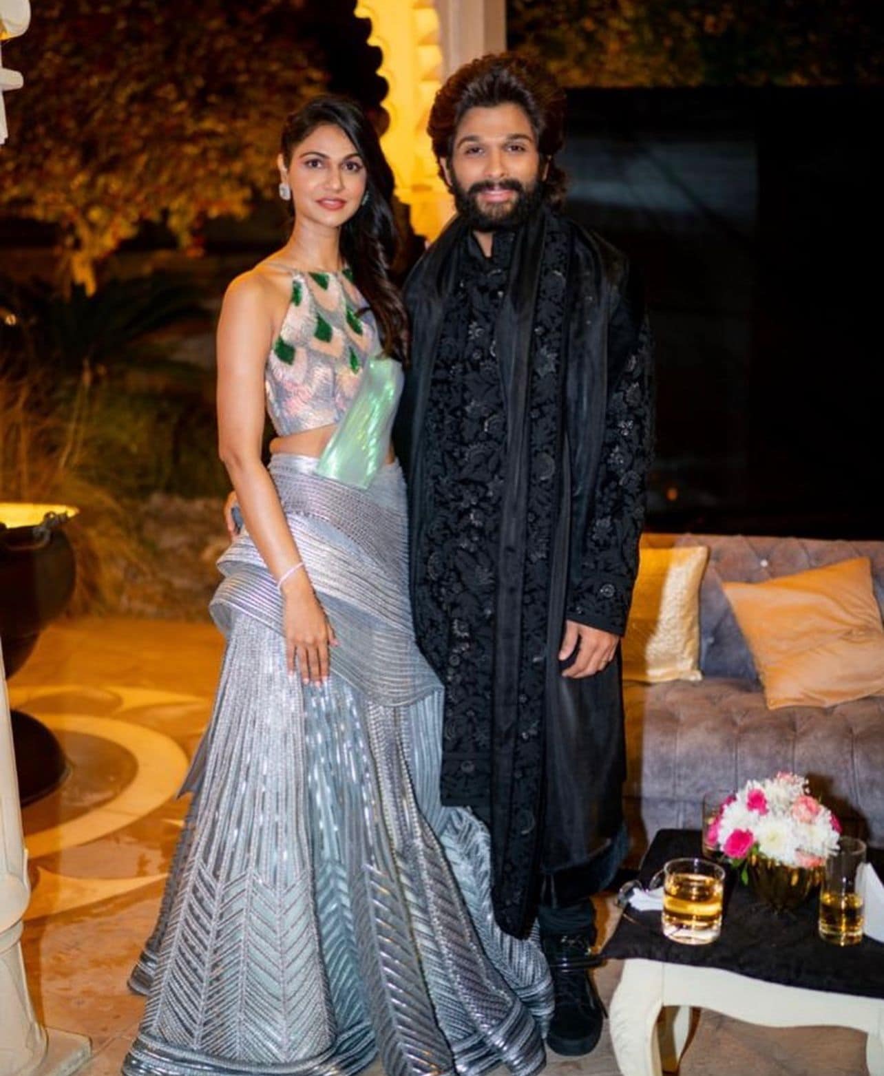 Allu Arjun Twinning With Wife Sneha Reddy in Monochrome! – South India  Fashion