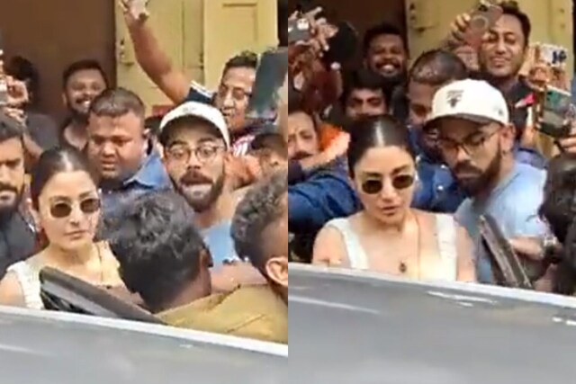 Virat Kohli appeared angry after he and Anushka Sharma got mobbed. 