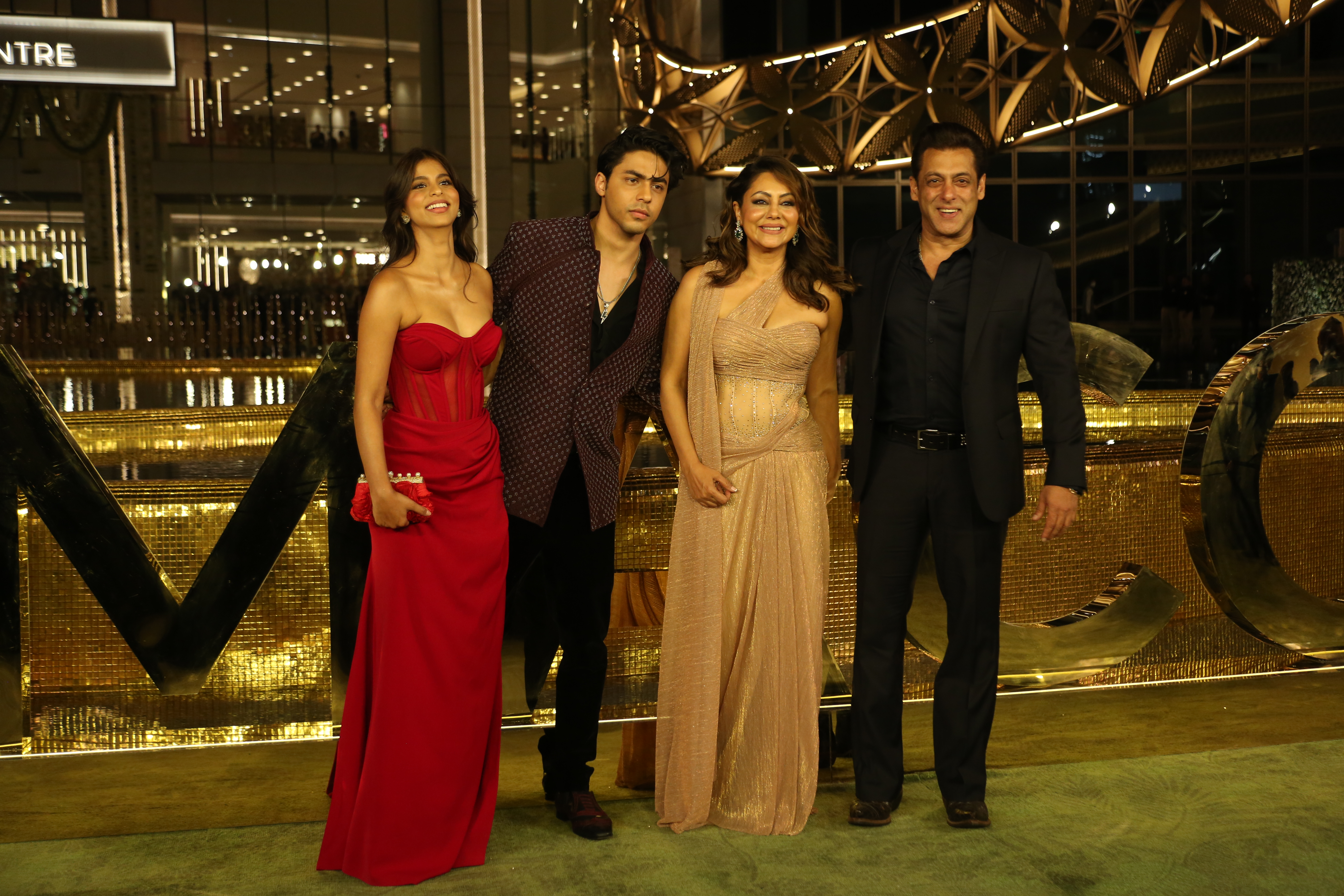 Salman Khan poses with Gauri Khan, Aryan Khan and Suhana Khan at the launch of NMACC.