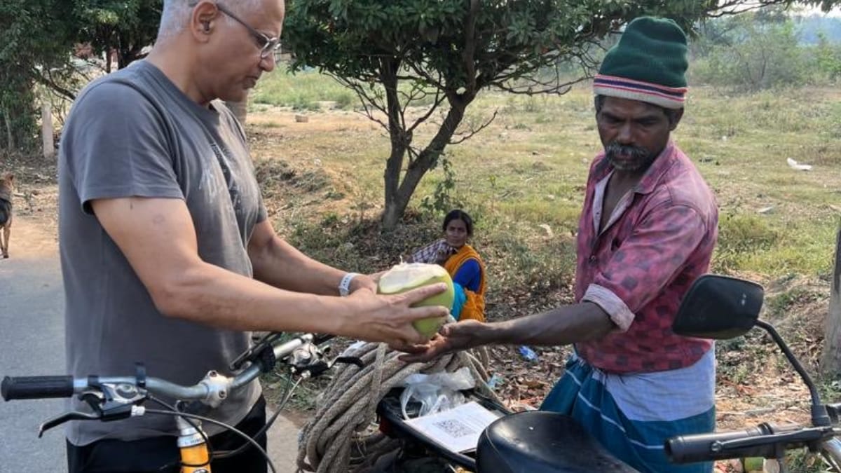 ‘Digital India’: Coconut Seller Puts QR Code On Bike For Cashless Transactions