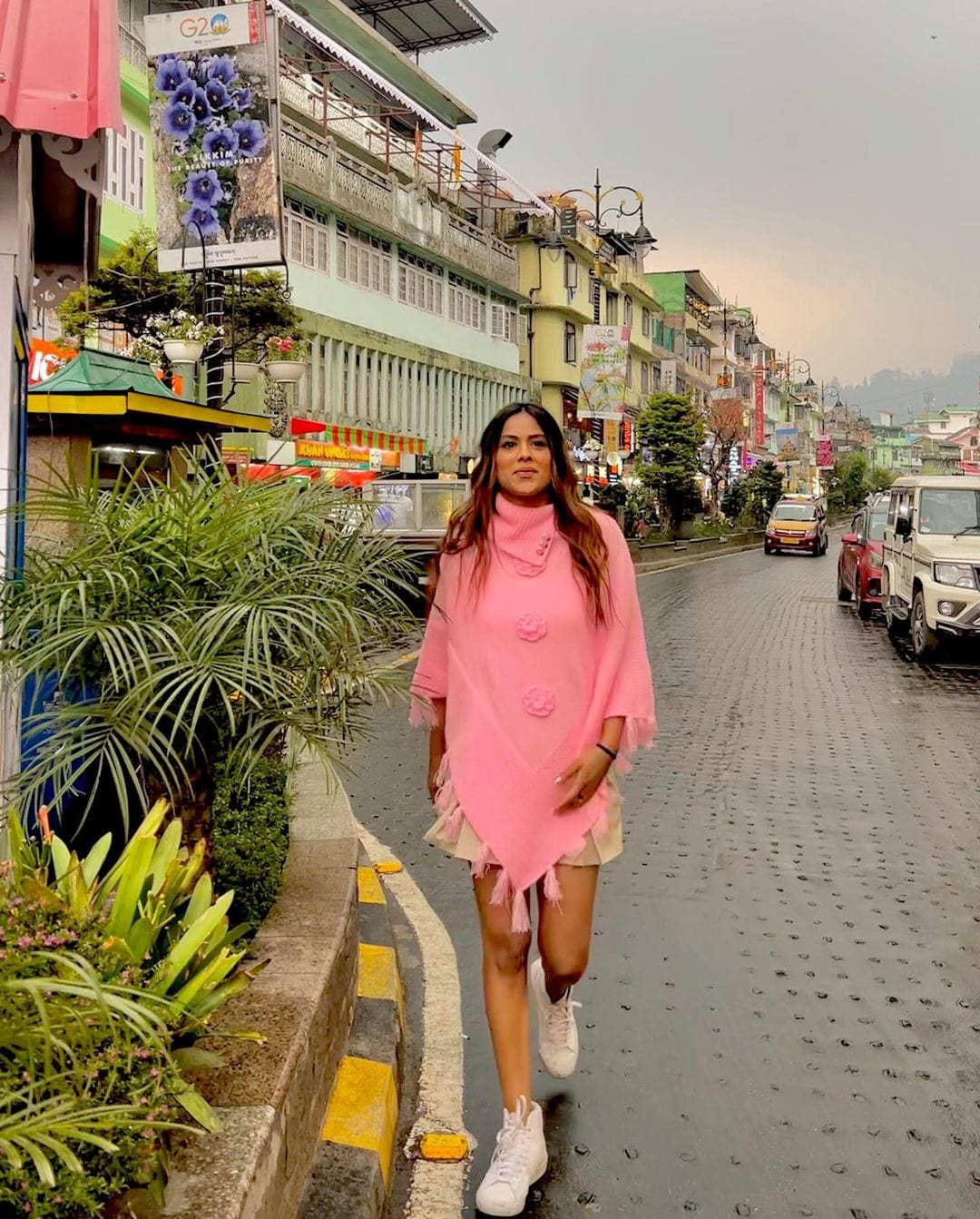 Nia Sharma seen strolling on the streets of Gangtok. 