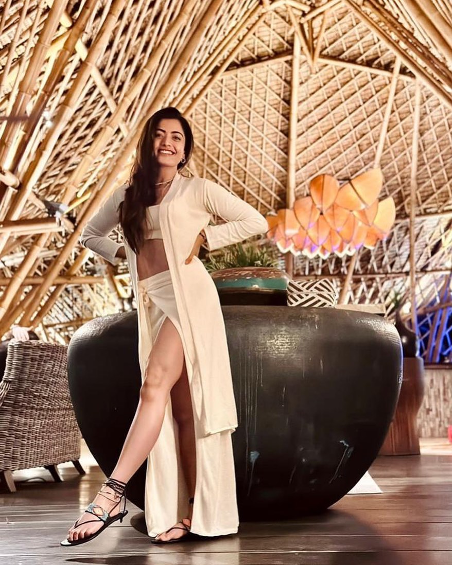 rashmika short dress Rashmika Mandanna opts for a sunny yellow bodycon dress for a meeting!