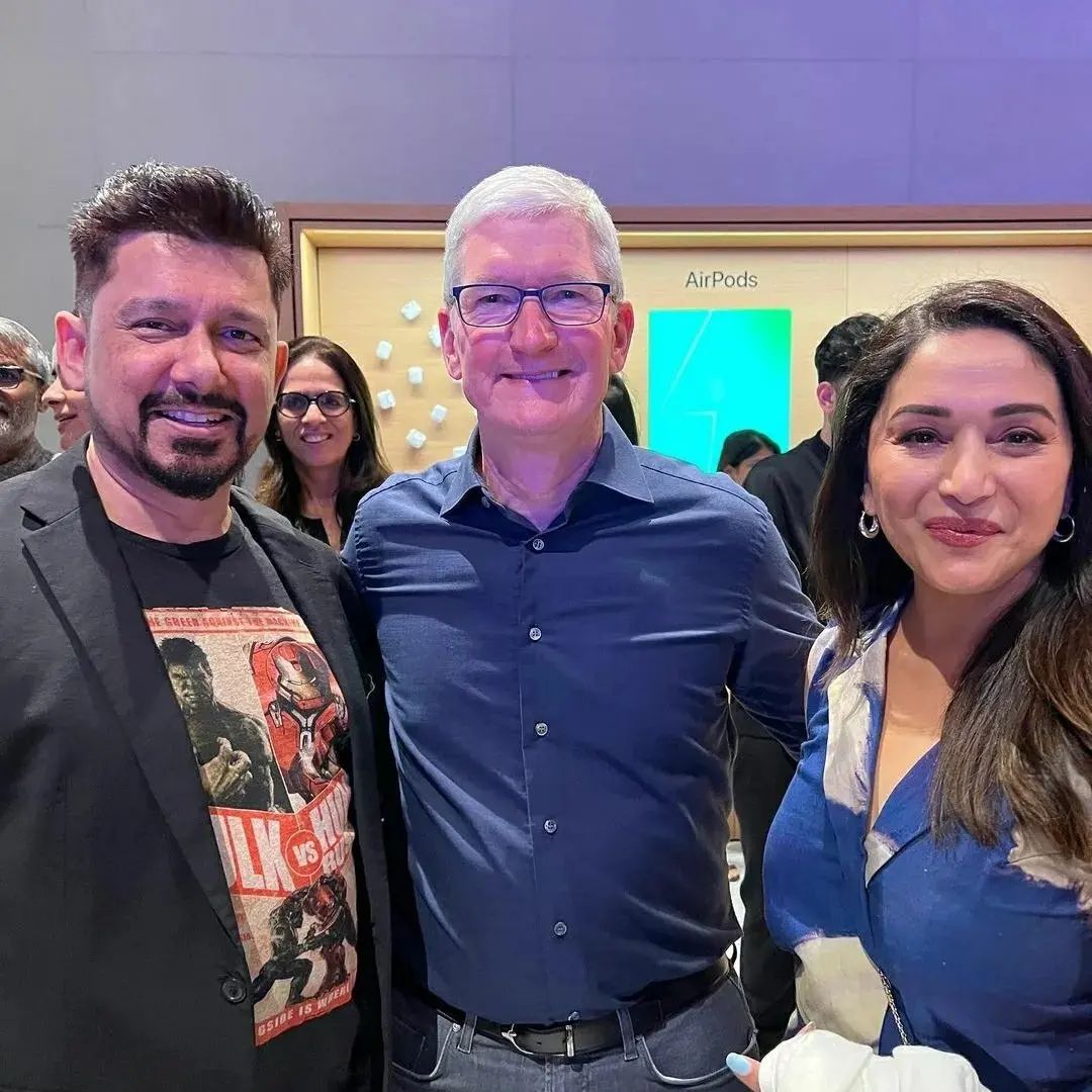 Tim Cook seen again with Madhuri Dixit and her husband Dr Ram Nene.