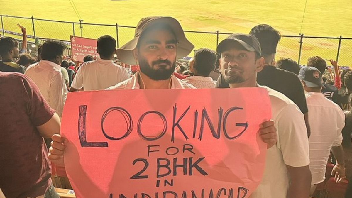 'Looking for 2 BHK in Indiranagar': Fan's Placard in RCB Match is Proof of Bengaluru's 'Priority' - Vimarsana News