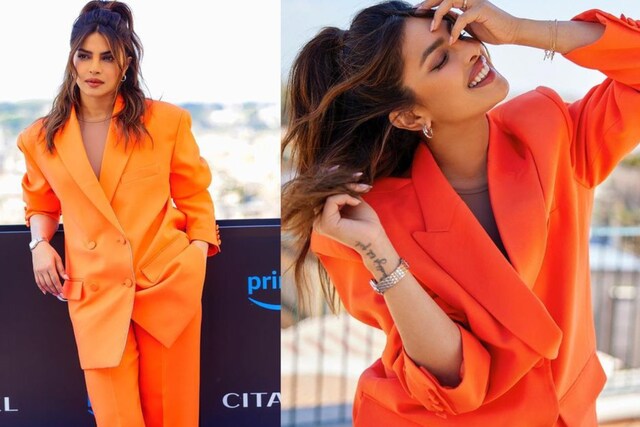 Priyanka Chopra Jonas, In Orange Pantsuit, Promotes Citadel With ...