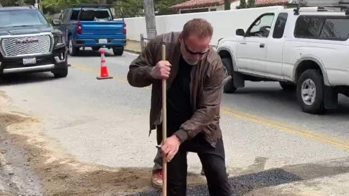 Arnold Schwarzenegger Turns Into Real-Life Terminator To Fill Giant Pothole - Vimarsana News