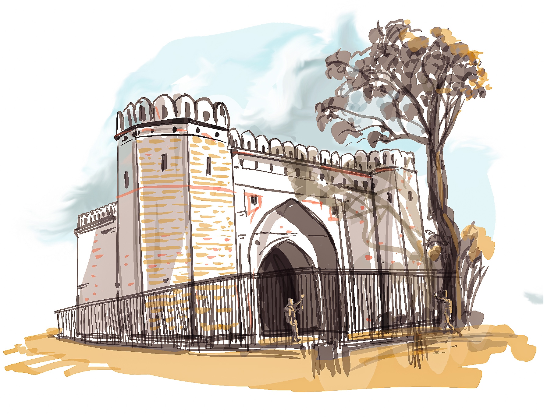 How to draw and color Golconda Fort, Hyderabad | Sketches easy, Color  pencil drawing, Drawings